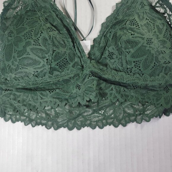 2 Aeries Women Green Floral Lace & Ribbed Bralettes Size Large - Picture 4 of 16